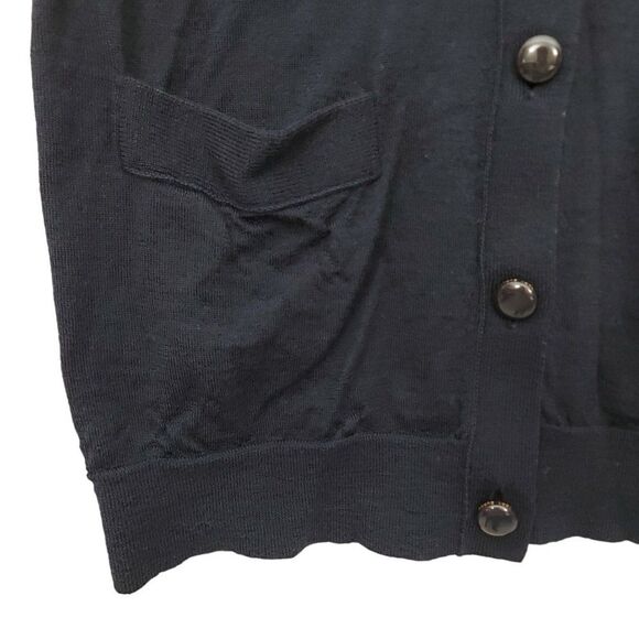 Tory Burch Cardigan Sweater Womens Small Navy Merino Wool Button Up Knitted - Picture 4 of 13